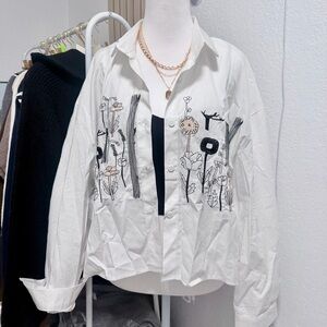 Embroidered White Women's Jacket